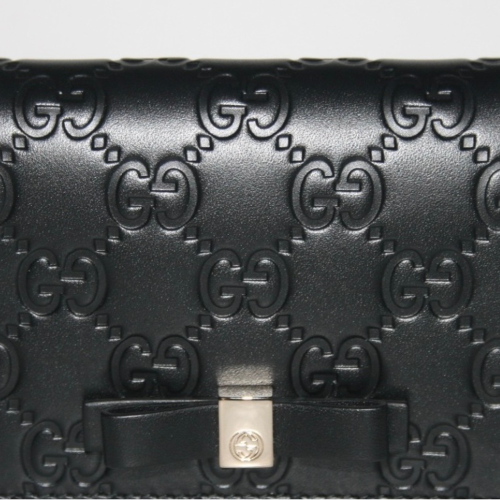 Gucci GG Guccissima Bow Card Case Wallet